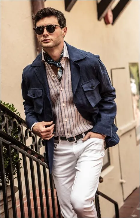 Sahariana Over Shirt in Navy,Men