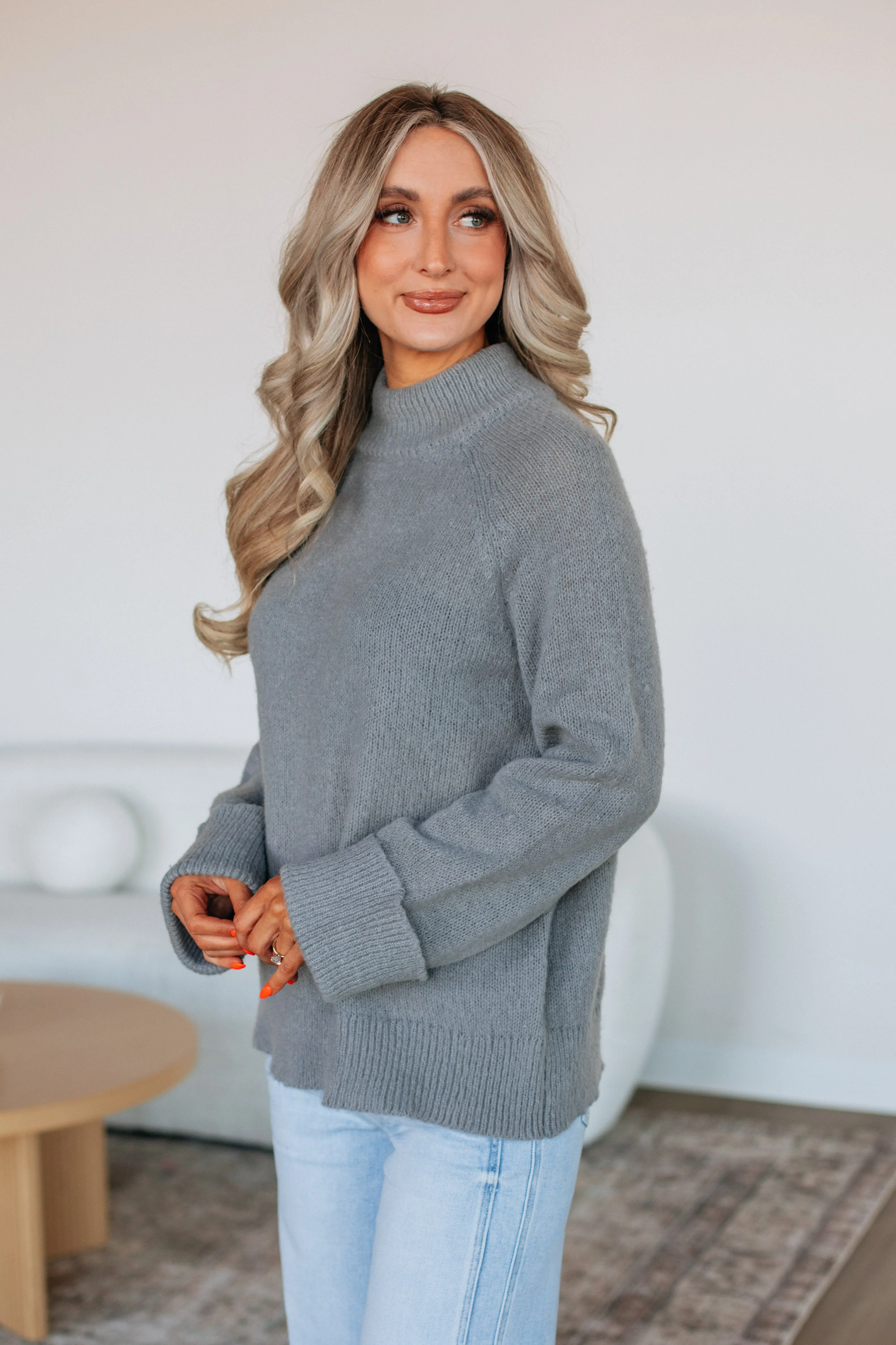 Samson Mock Neck Sweater - Grey,Women Sweater