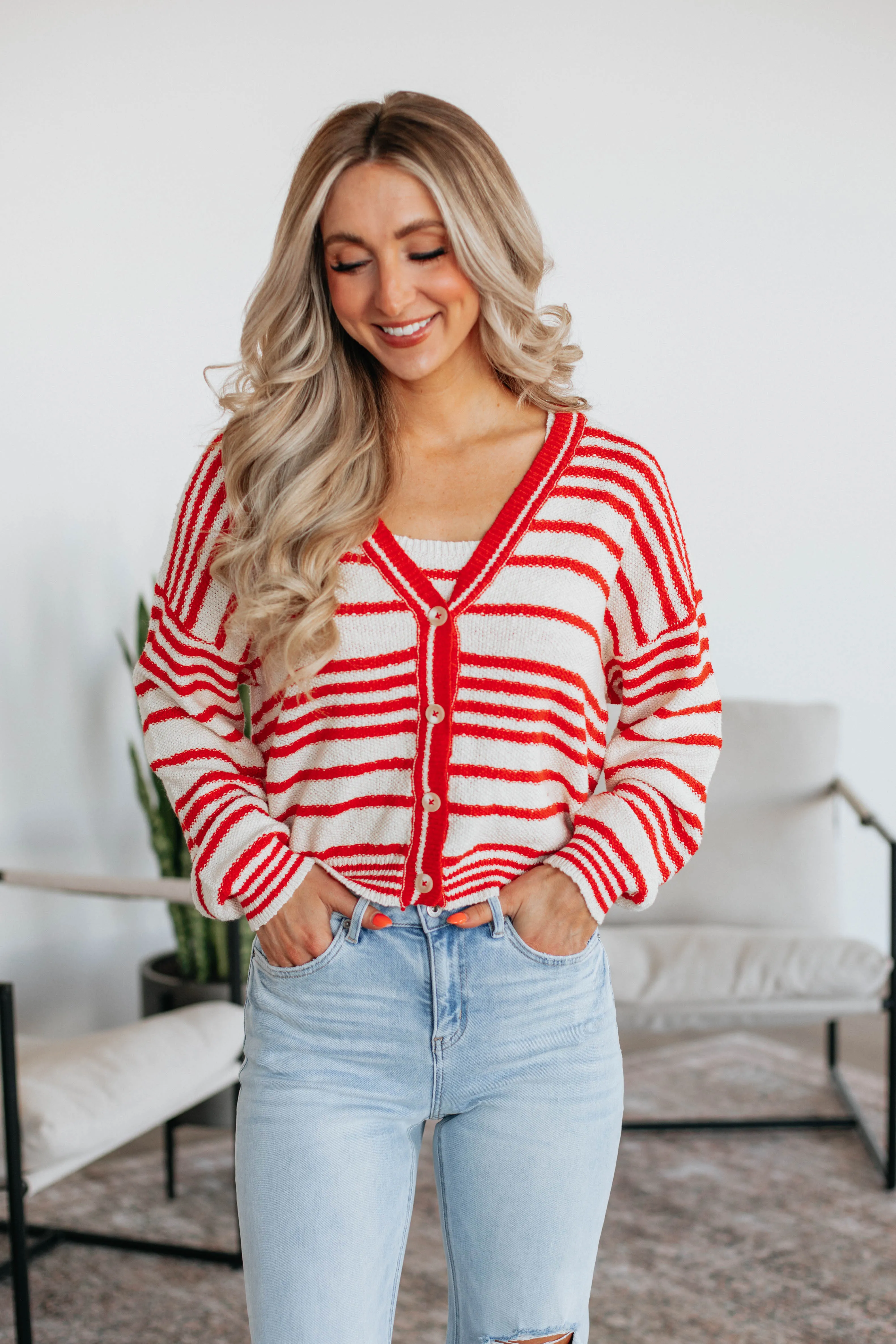 Scottie Striped Cardigan - Cherry Mix,Women Sweater