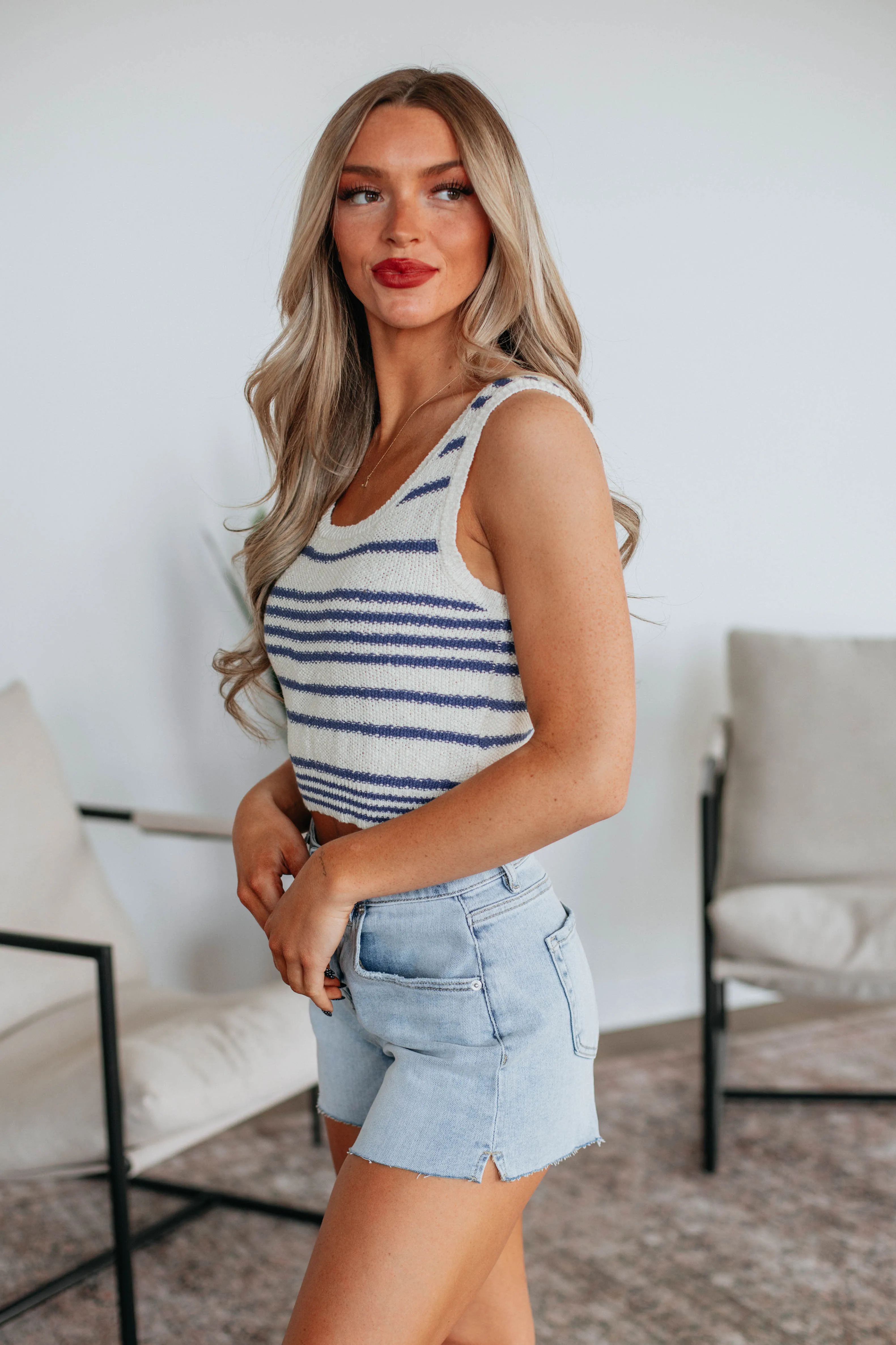 Scottie Striped Tank - Navy Mix,Women Tank