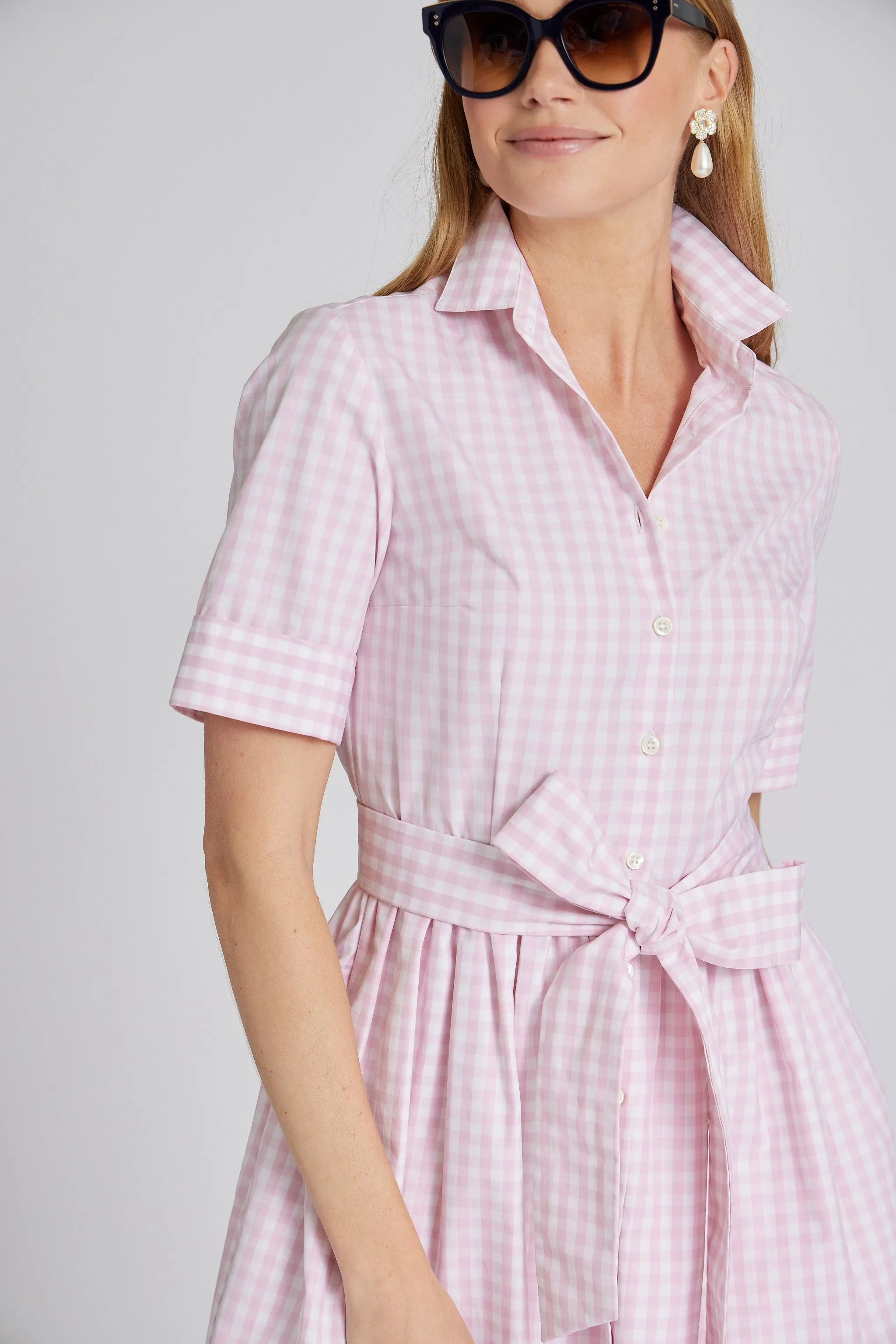 Short Coupe Dress in Pink Gingham,Women
