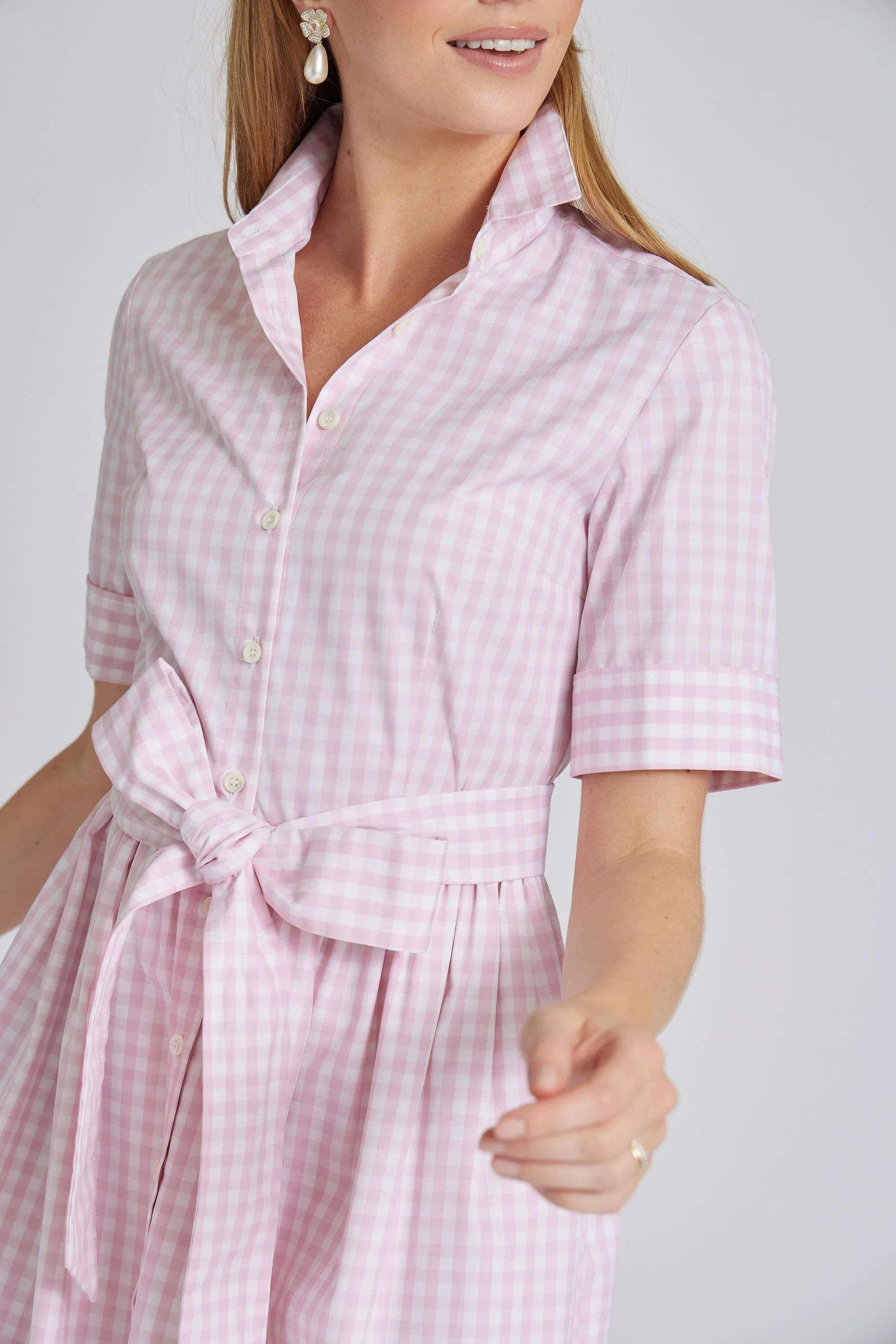 Short Coupe Dress in Pink Gingham,Women