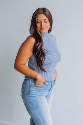 Sofi Knit Tank - Dusty Blue,Women Tank