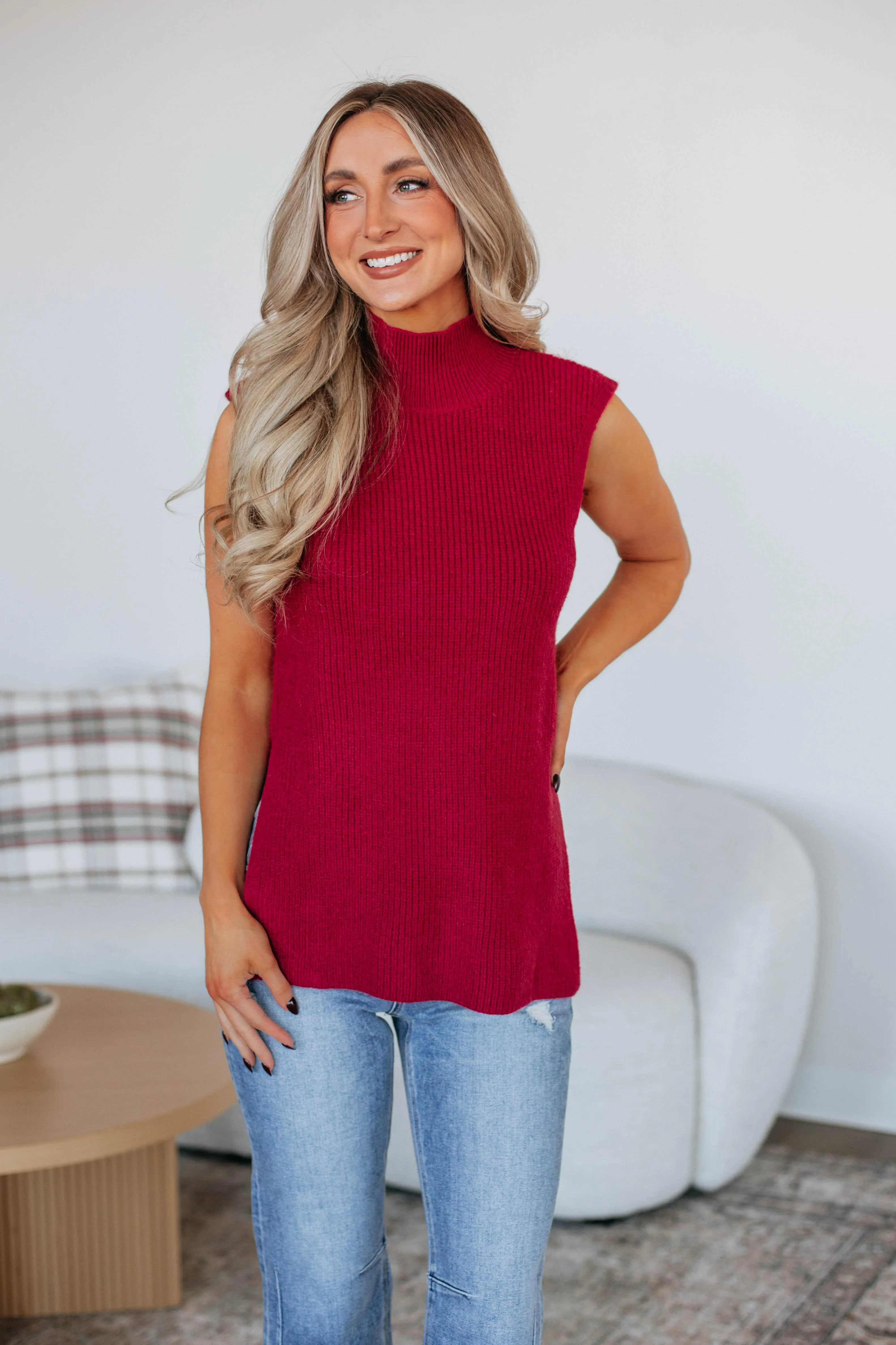 Sophia Sweater Top - Cranberry,Women Sweater