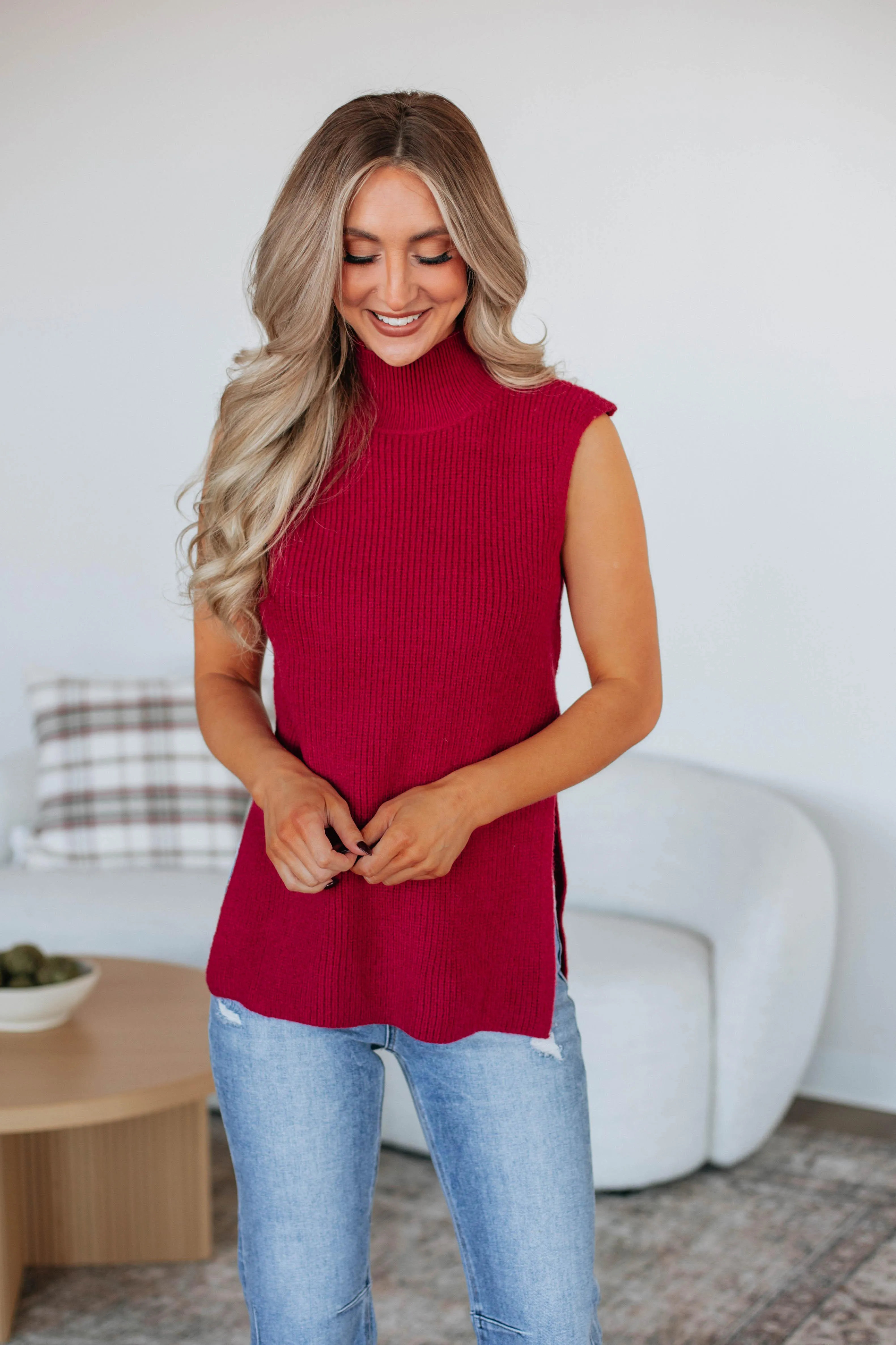 Sophia Sweater Top - Cranberry,Women Sweater