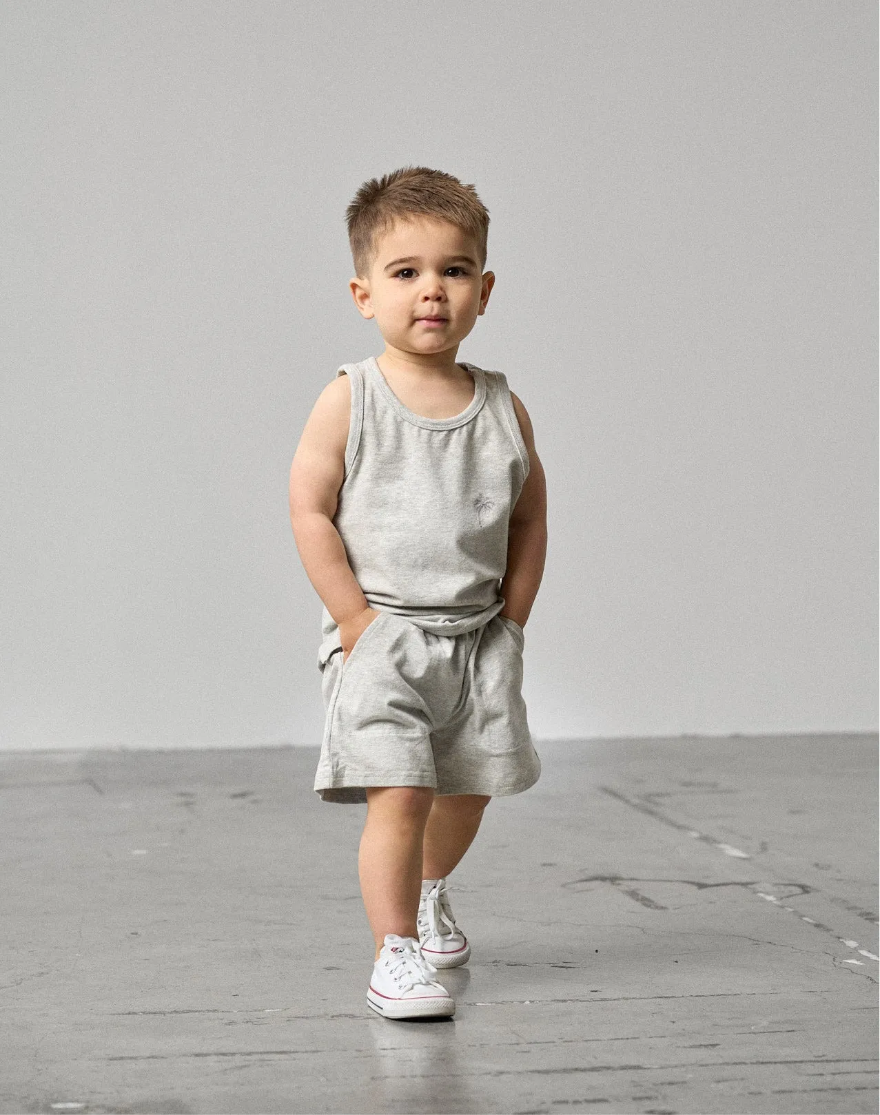 Stitch Pocket Jersey Short - Light Heather Grey,Kids