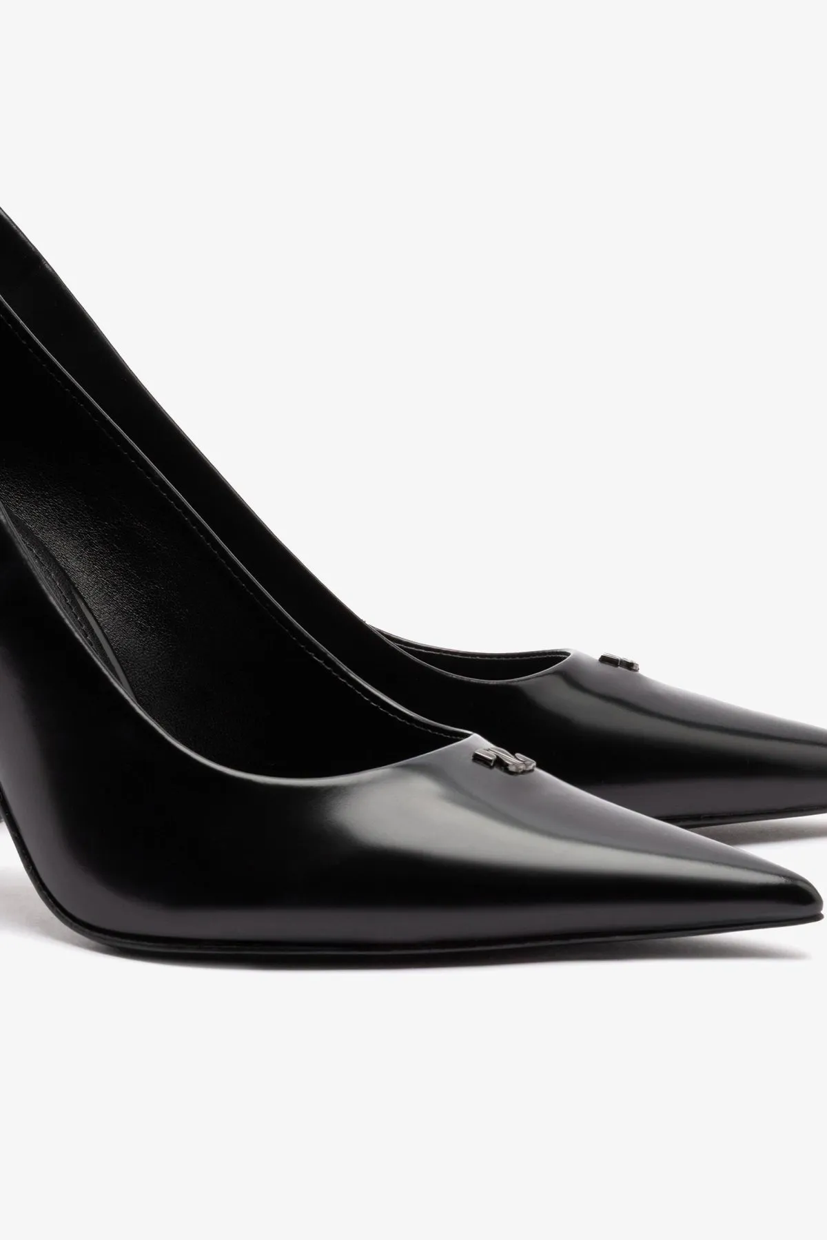 Stone Pump In Black Box Leather,Women Heel