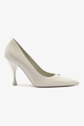 Stone Pump In Gray Box Leather,Women Heel