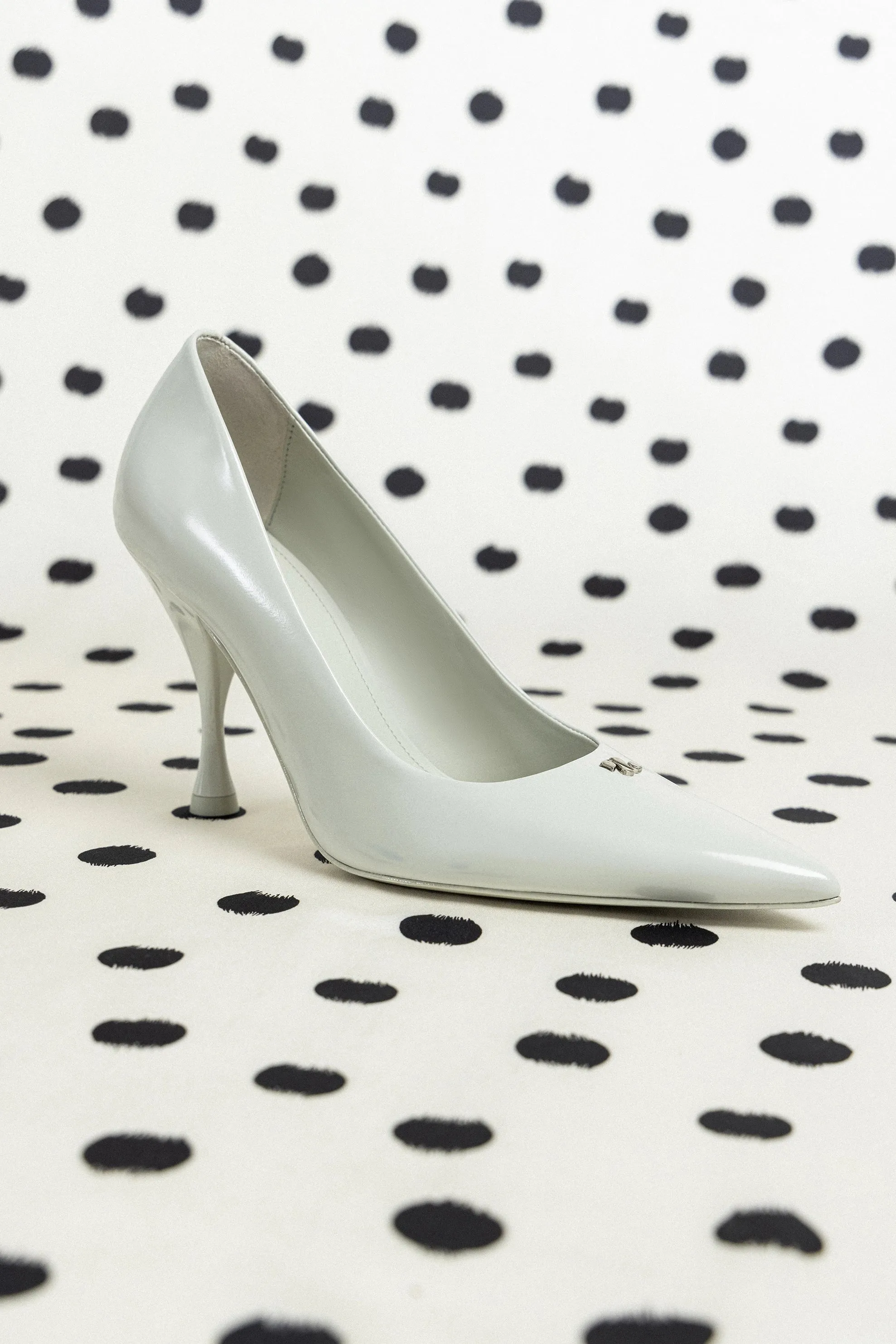 Stone Pump In Gray Box Leather,Women Heel