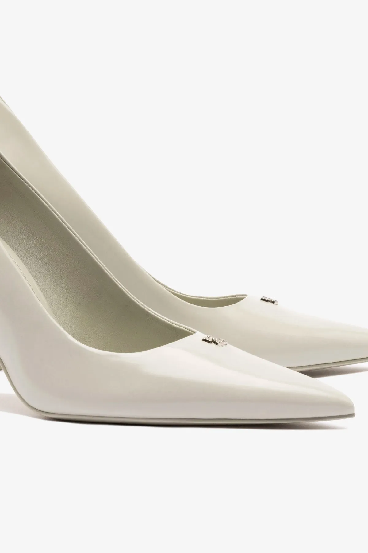 Stone Pump In Gray Box Leather,Women Heel