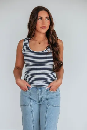 Theo Striped Tank - Navy Mix,Women Tank