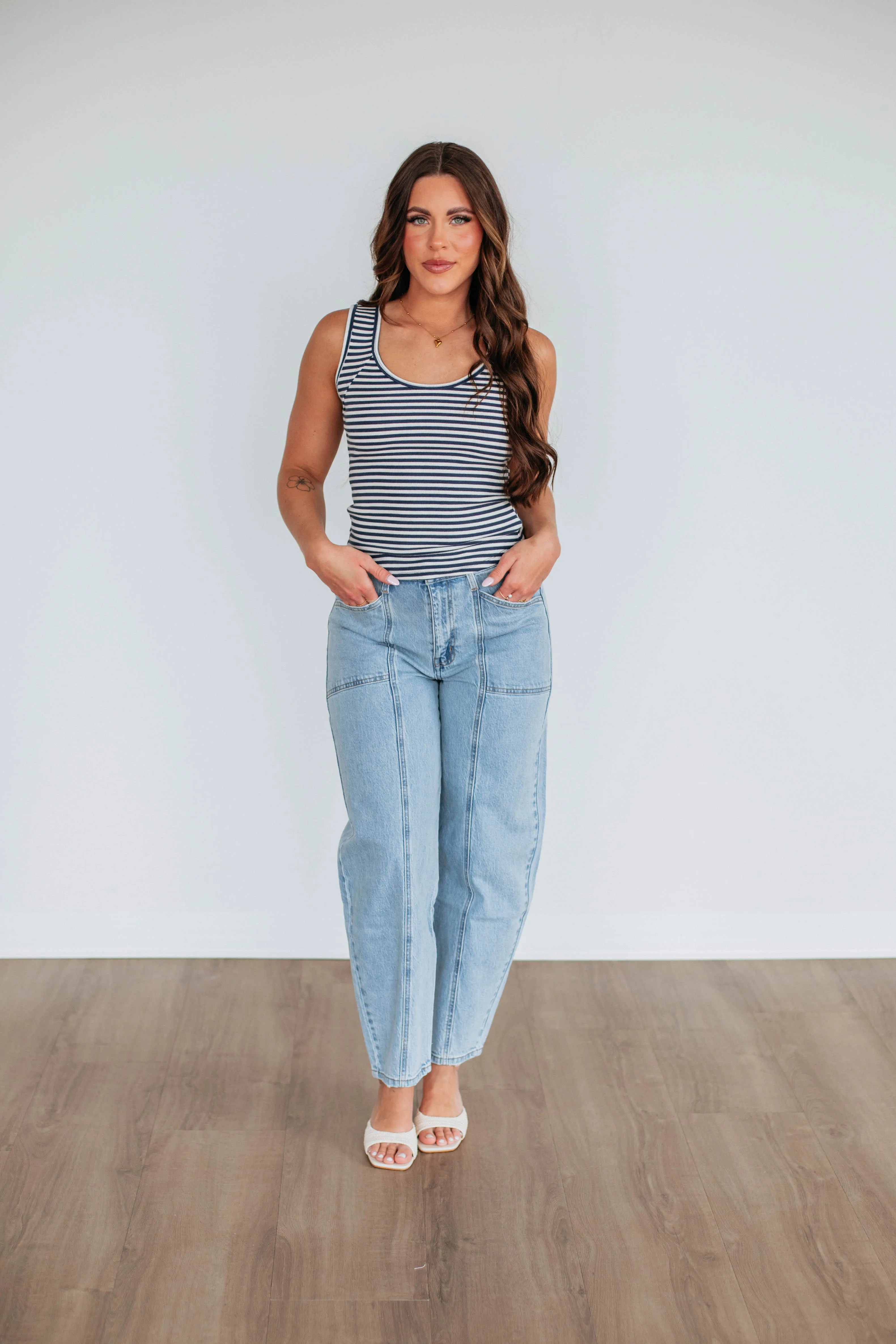 Theo Striped Tank - Navy Mix,Women Tank