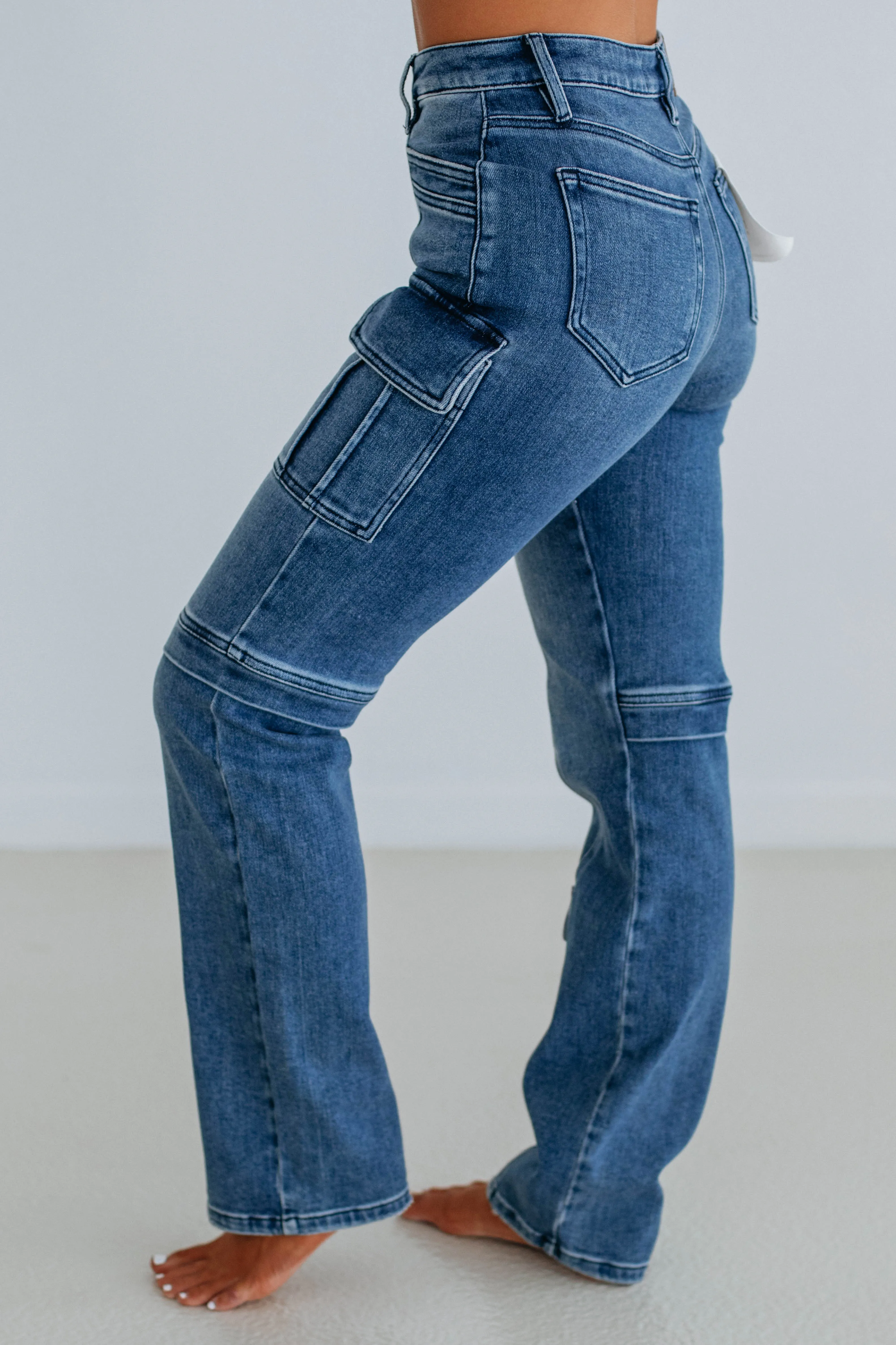Tracey Hidden Cargo Jeans - Dark Wash,Jeans Women