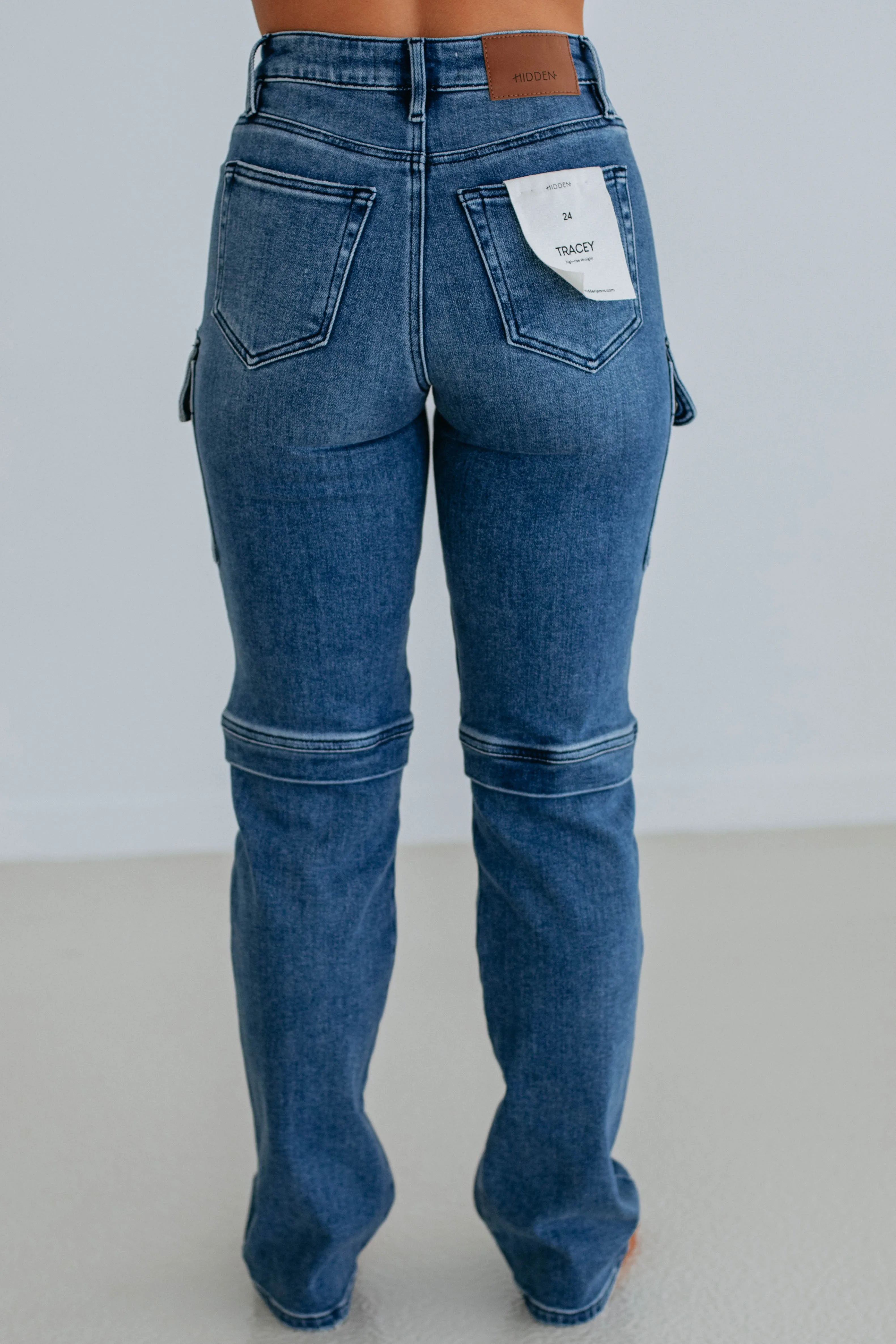 Tracey Hidden Cargo Jeans - Dark Wash,Jeans Women