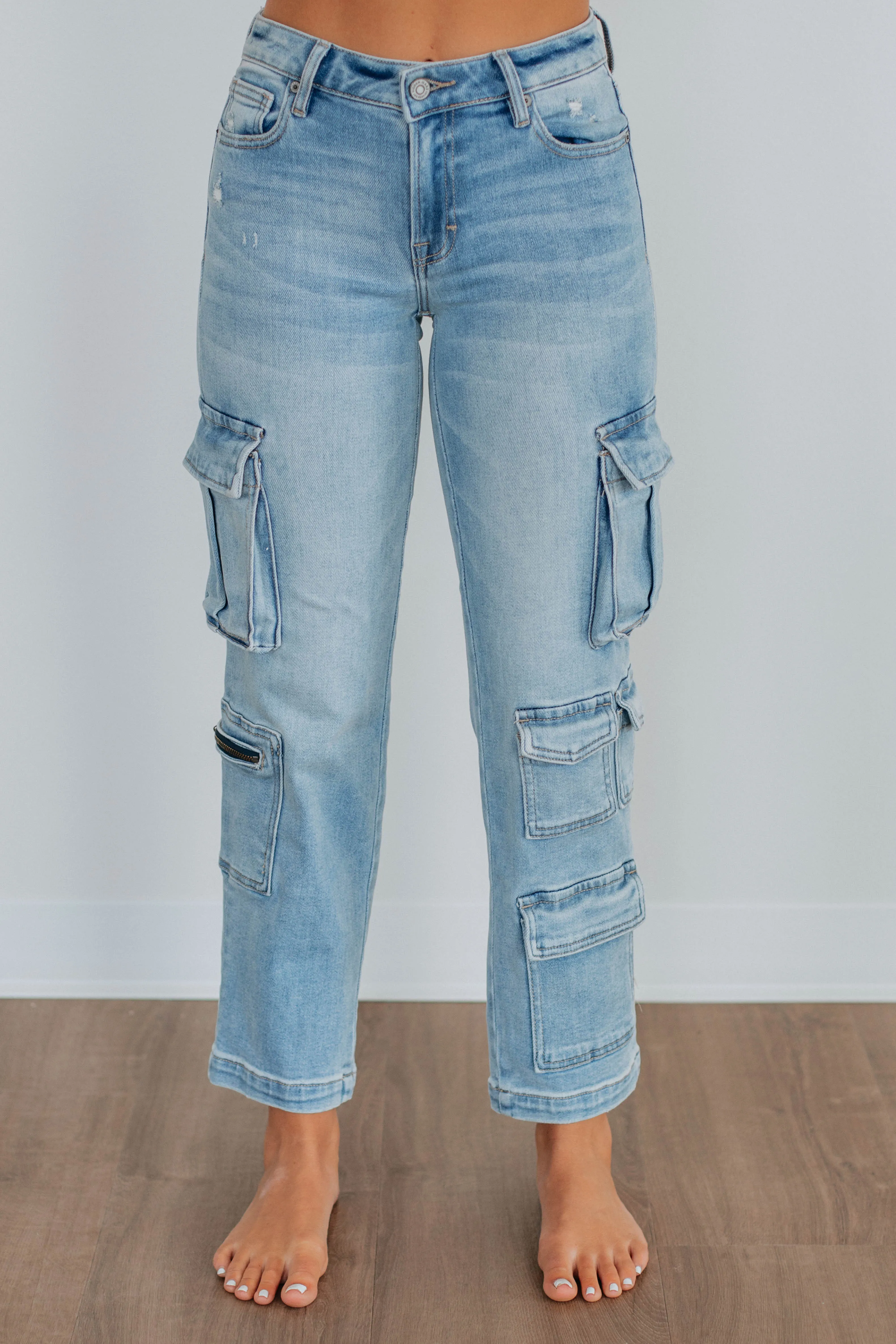 Tracey Hidden Cargo Jeans - Light Wash,Jeans Women