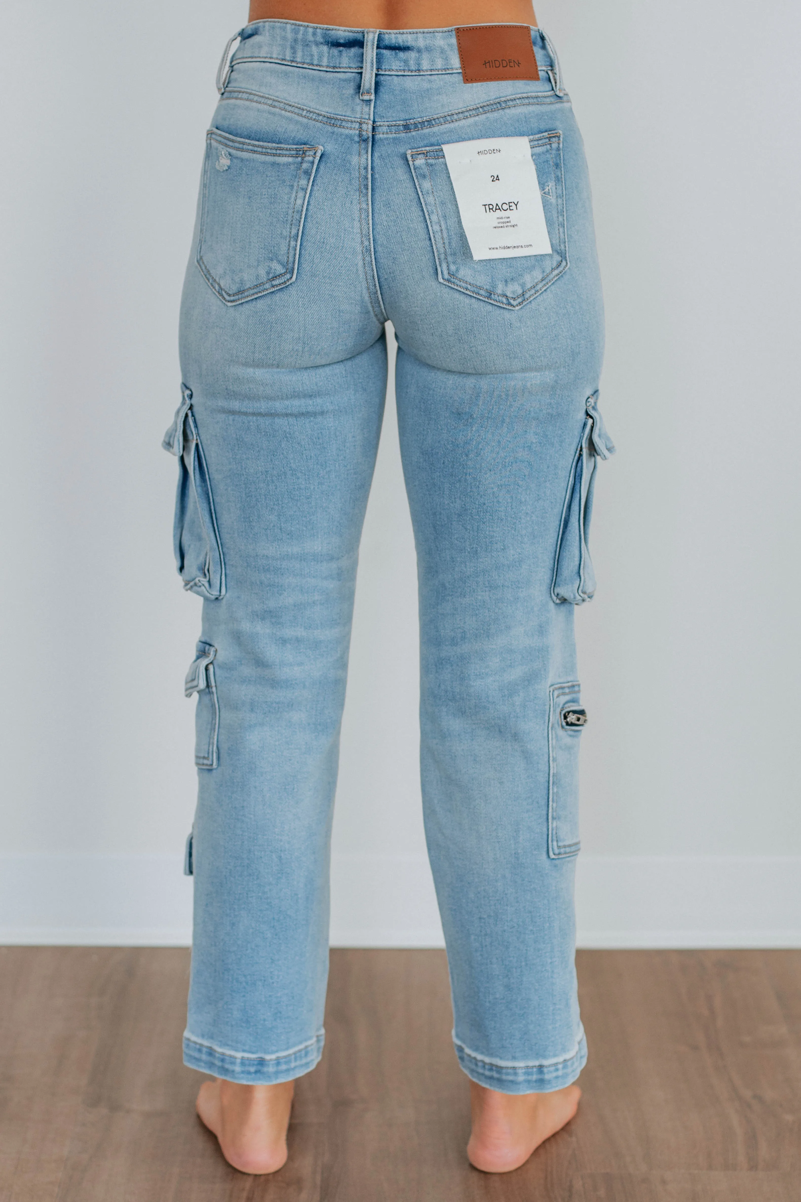 Tracey Hidden Cargo Jeans - Light Wash,Jeans Women
