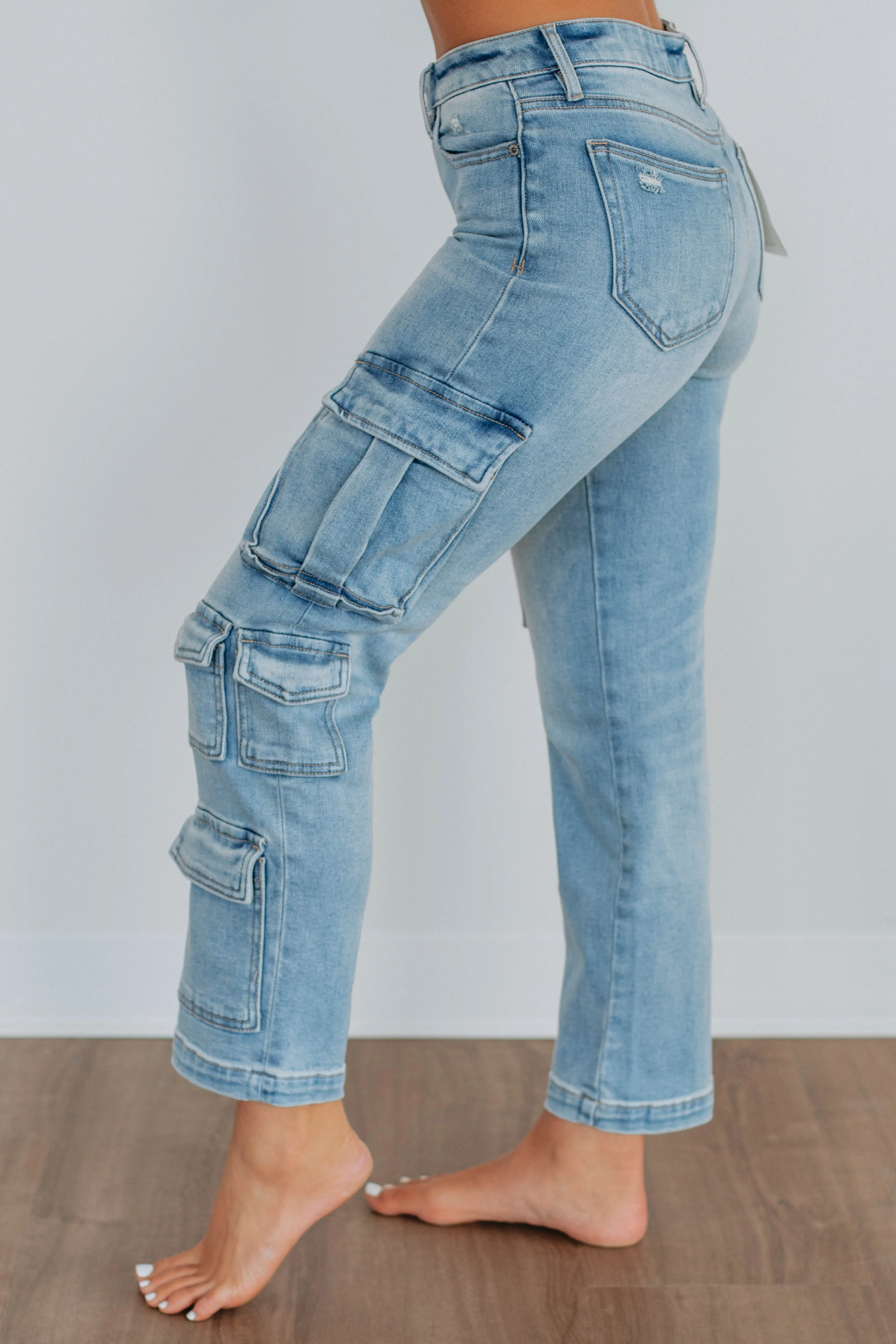 Tracey Hidden Cargo Jeans - Light Wash,Jeans Women