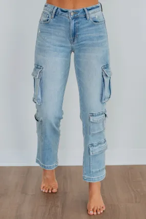 Tracey Hidden Cargo Jeans - Light Wash,Jeans Women