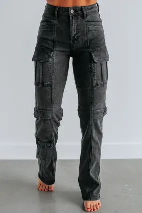 Tracey Hidden Cargo Jeans - Vintage Black,Jeans Women