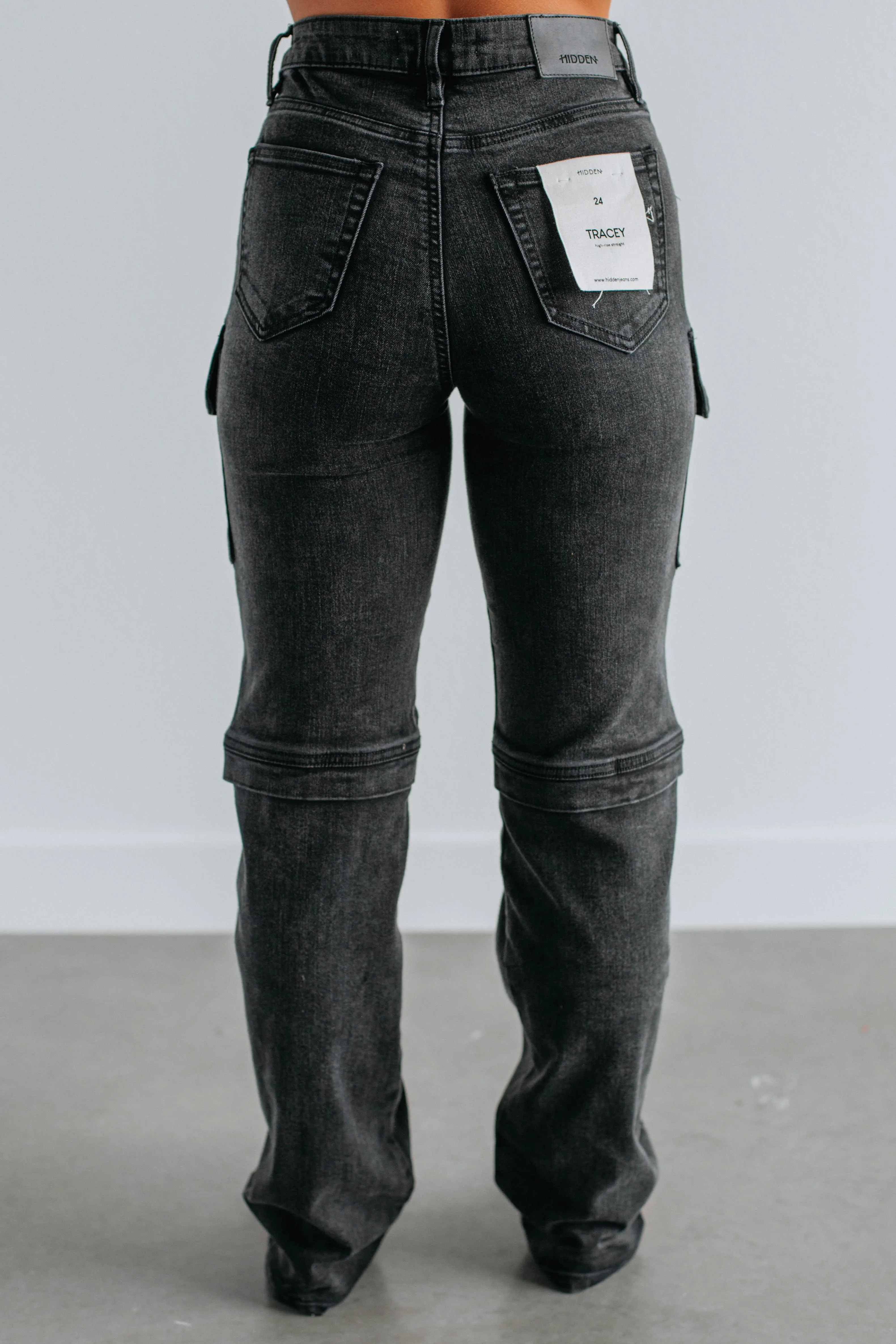 Tracey Hidden Cargo Jeans - Vintage Black,Jeans Women