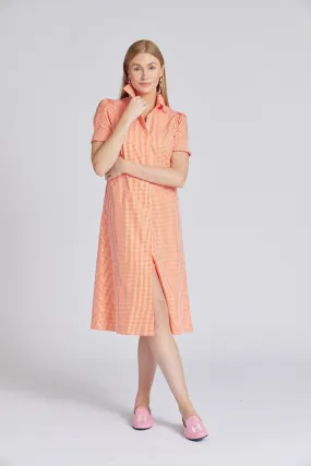 Tracy Dress Long in Orange Gingham,Women