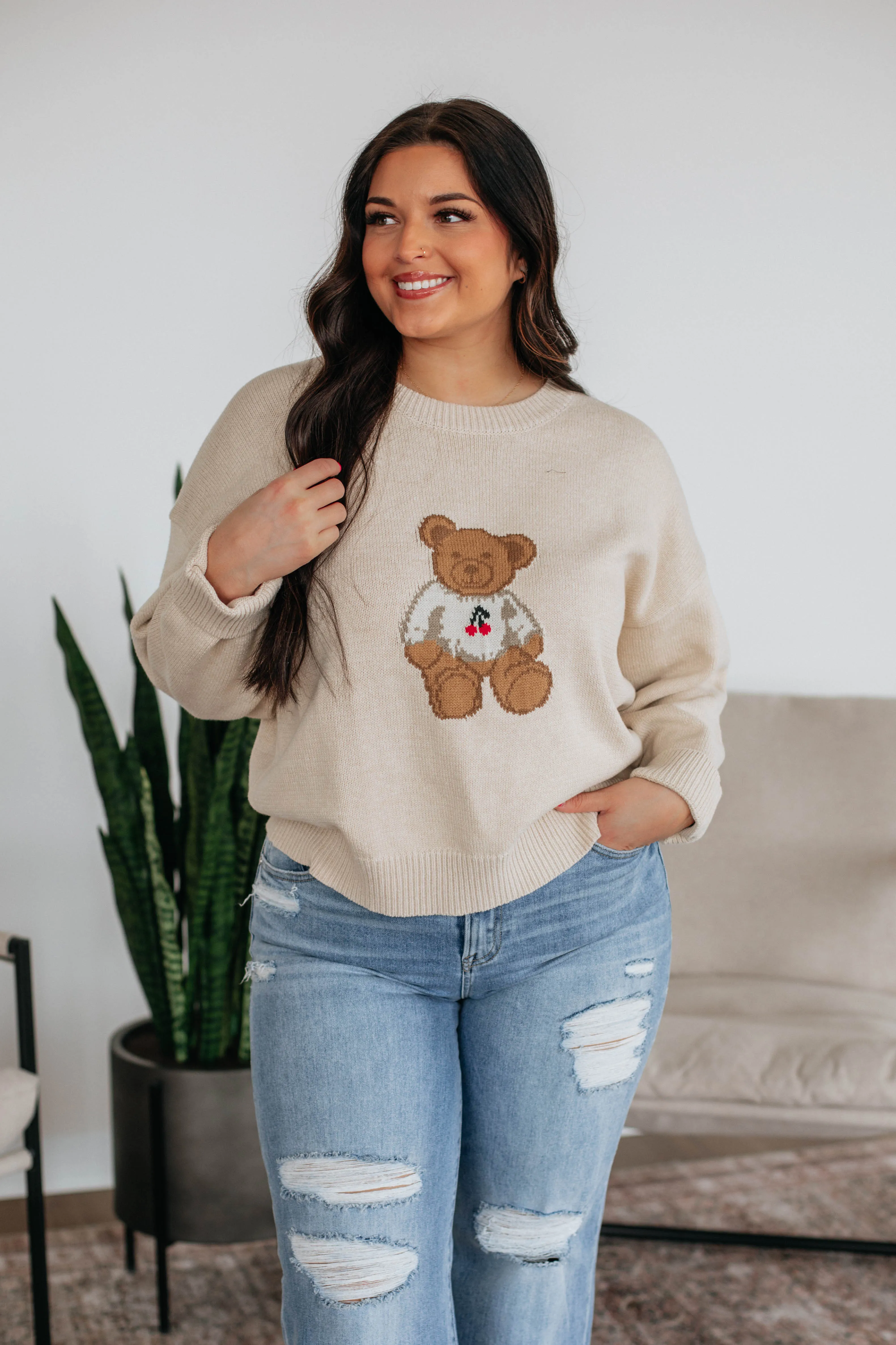 Unbearably Cute Sweater - Cream,Women Sweater