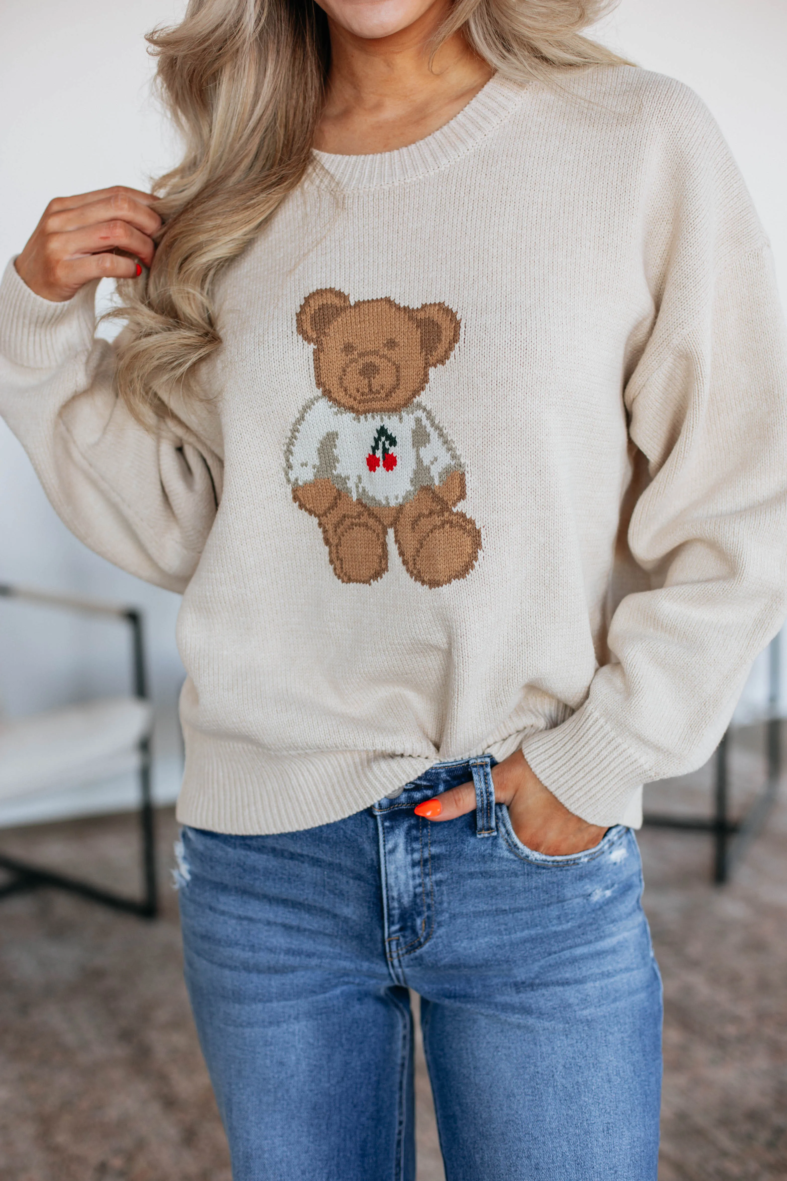 Unbearably Cute Sweater - Cream,Women Sweater