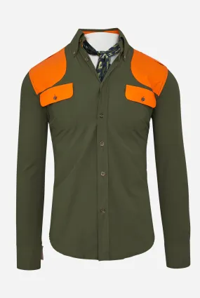 Upland Performance Field Shirt in Green with Blaze Orange,Men