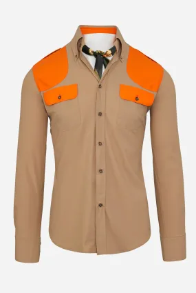 Upland Performance Field Shirt in Sand with Blaze Orange,Men