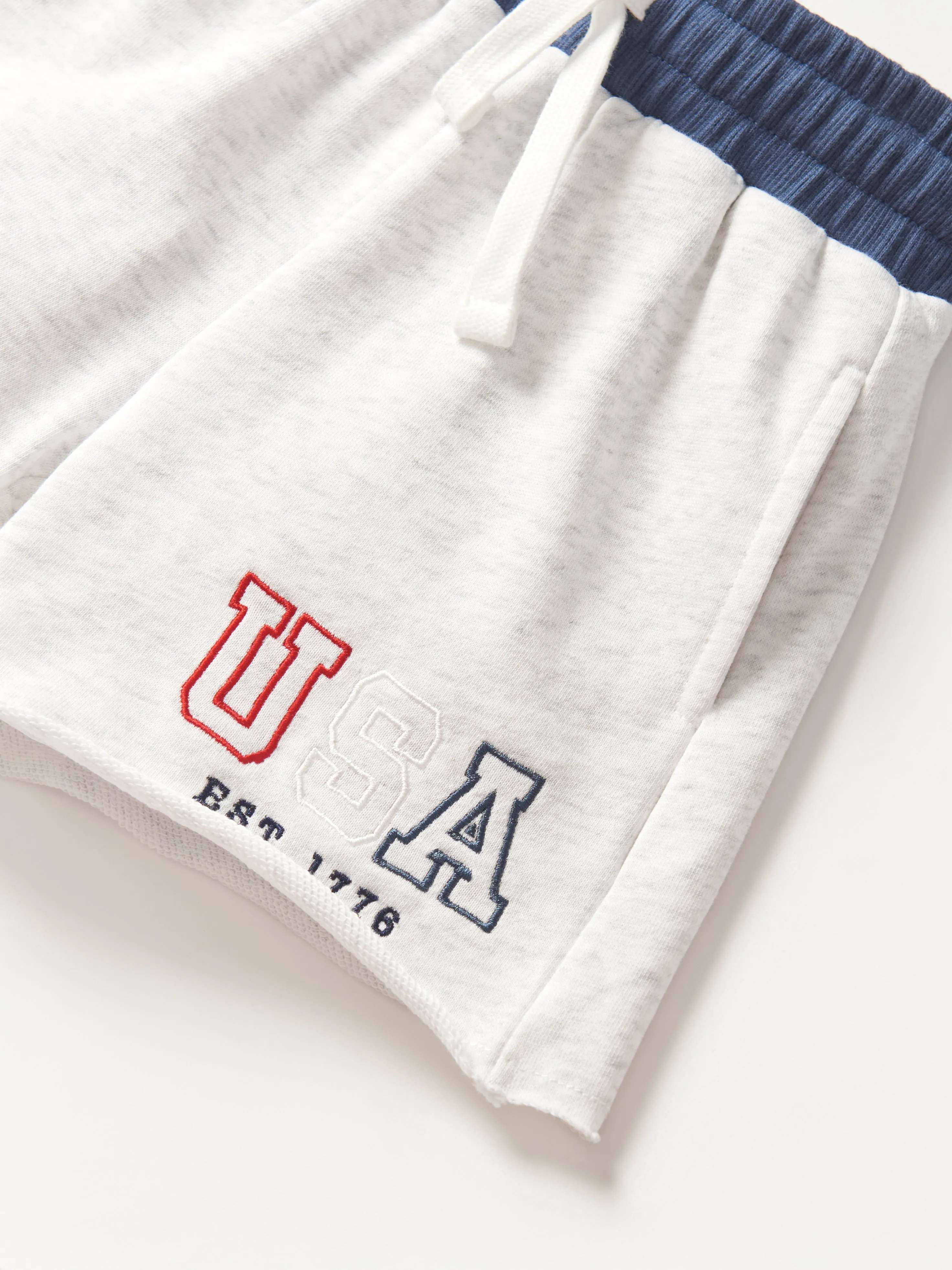 USA Raw Edge Sweatshort - Heather Grey,Kids