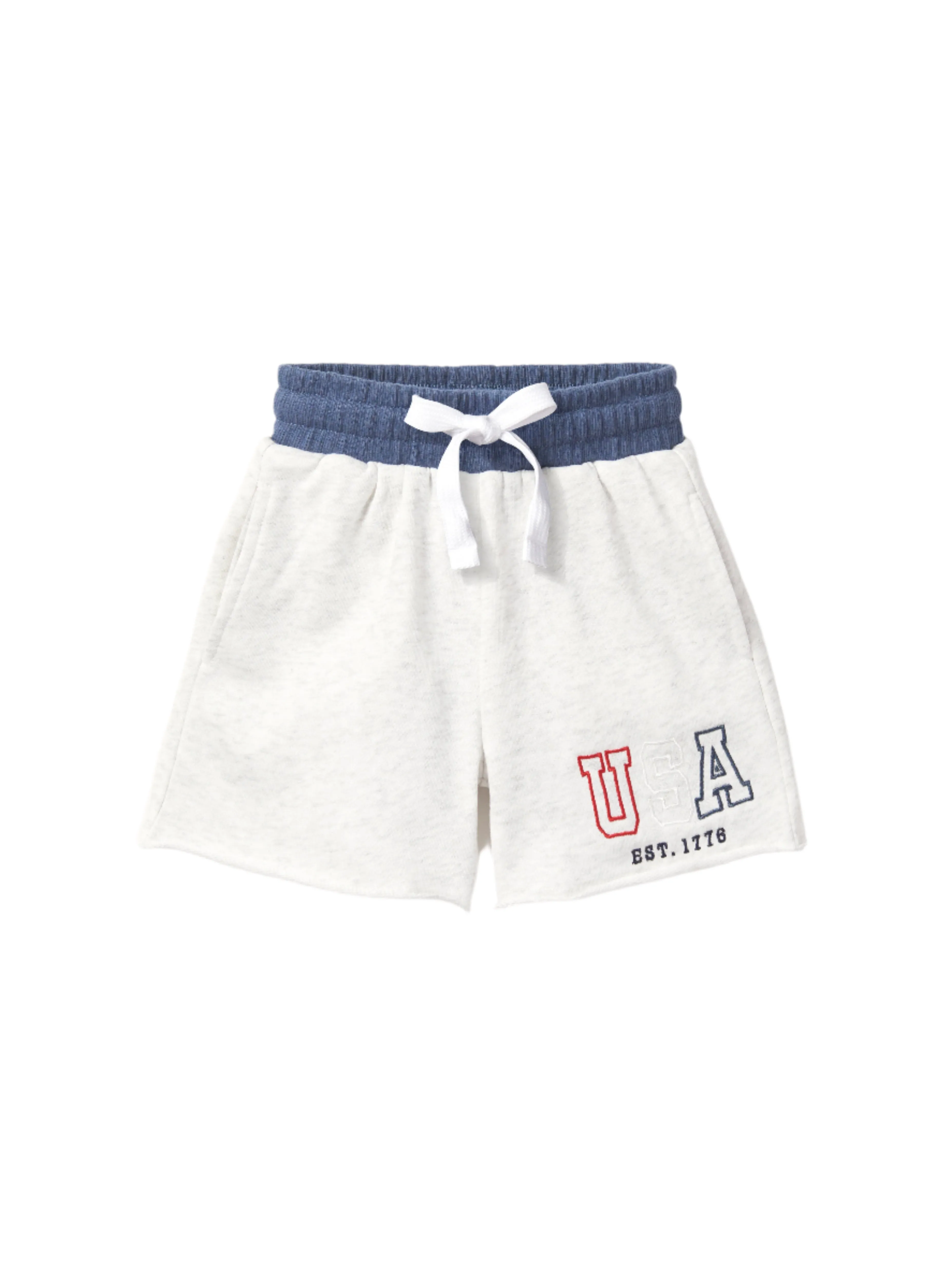 USA Raw Edge Sweatshort - Heather Grey,Kids