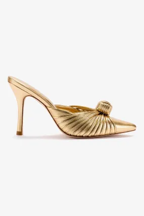 Valerie Pump In Gold Metallic Leather,Women Heel