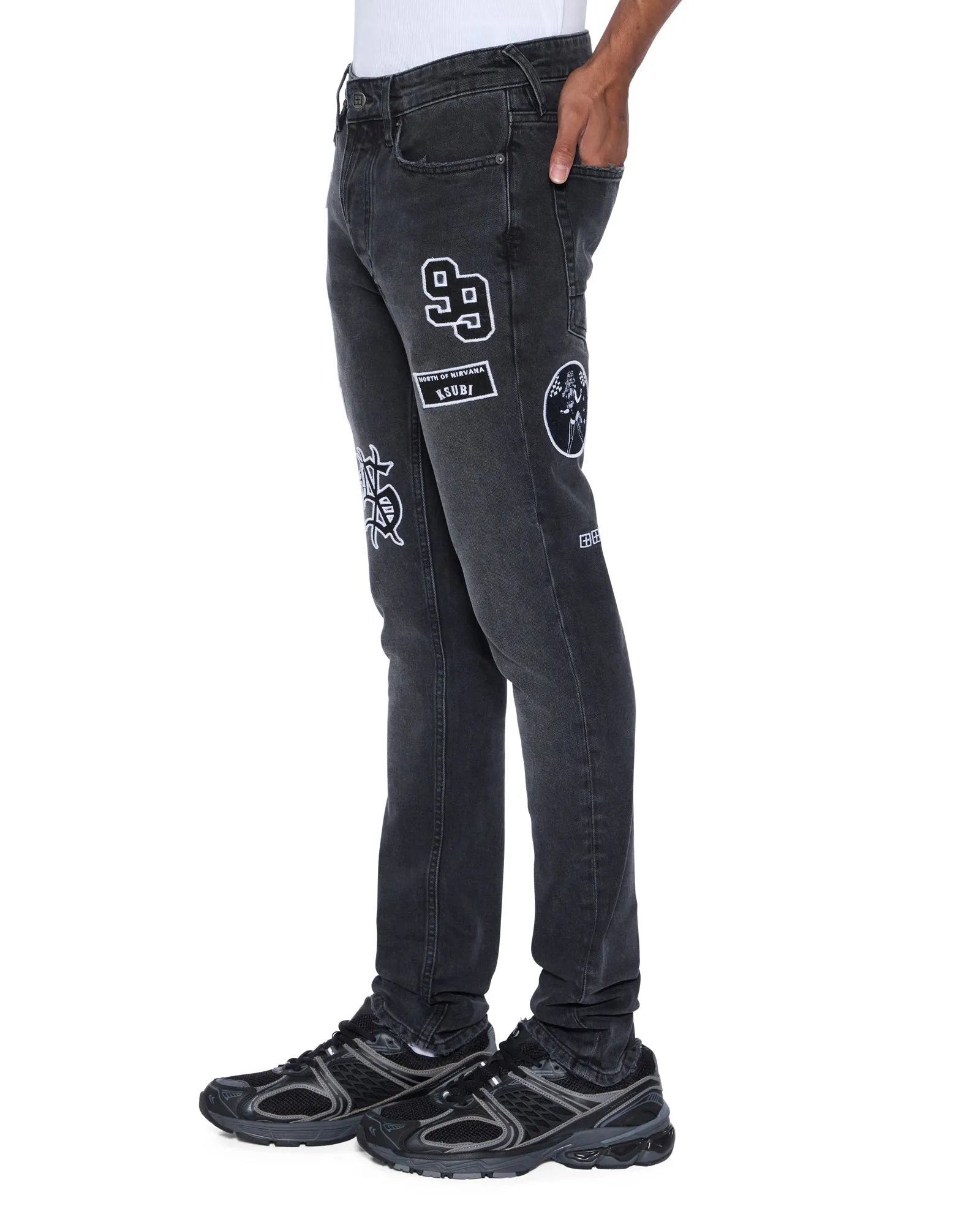 VAN WINKLE ROADHOUSE BLACK PATCHED,Jeans