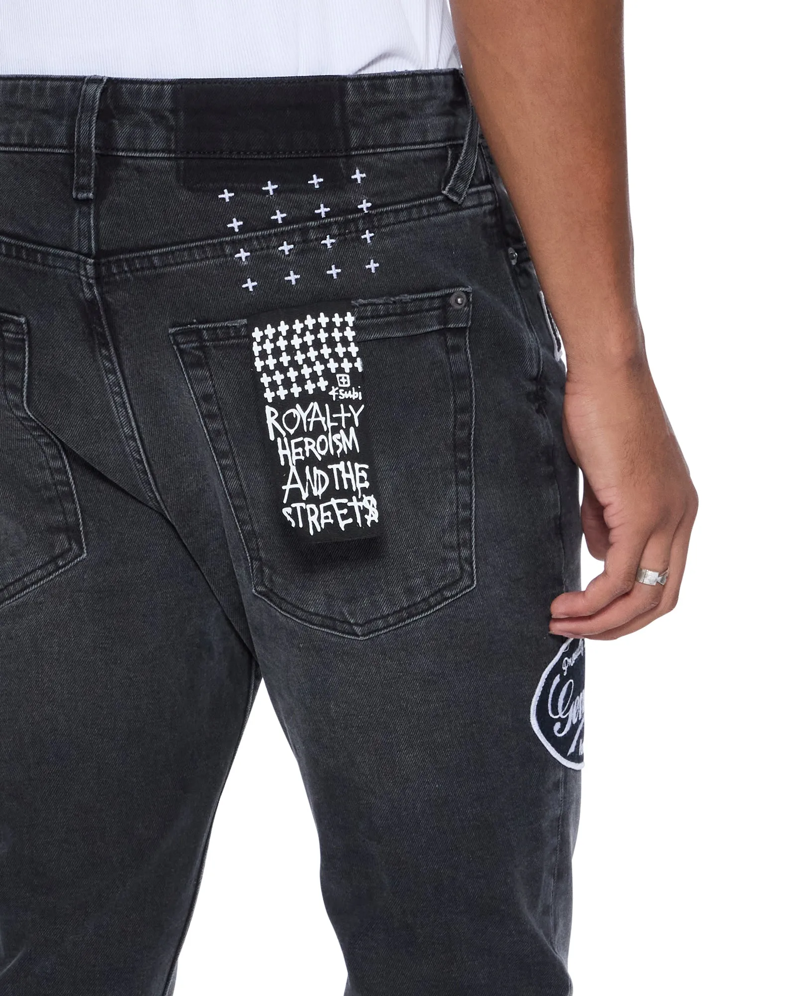 VAN WINKLE ROADHOUSE BLACK PATCHED,Jeans
