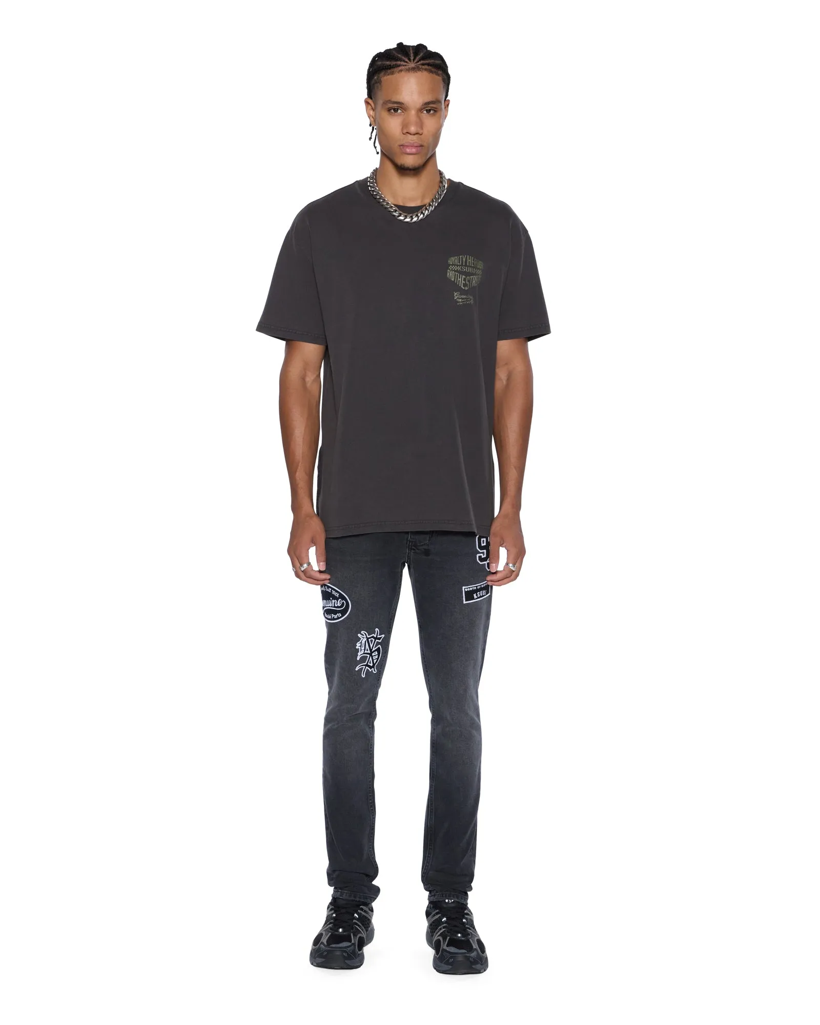 VAN WINKLE ROADHOUSE BLACK PATCHED,Jeans