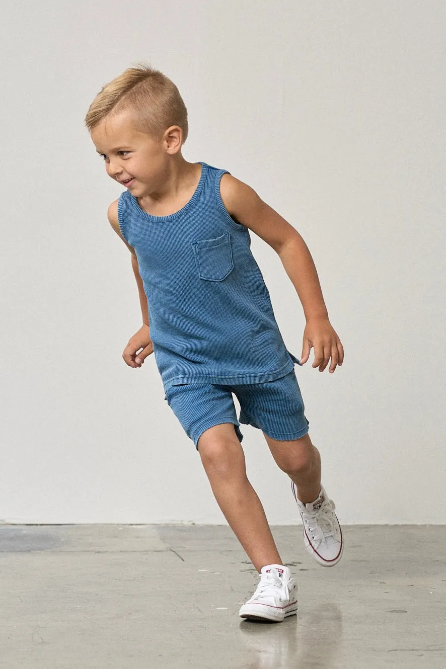 Waffle Harem Short - Blue,Kids