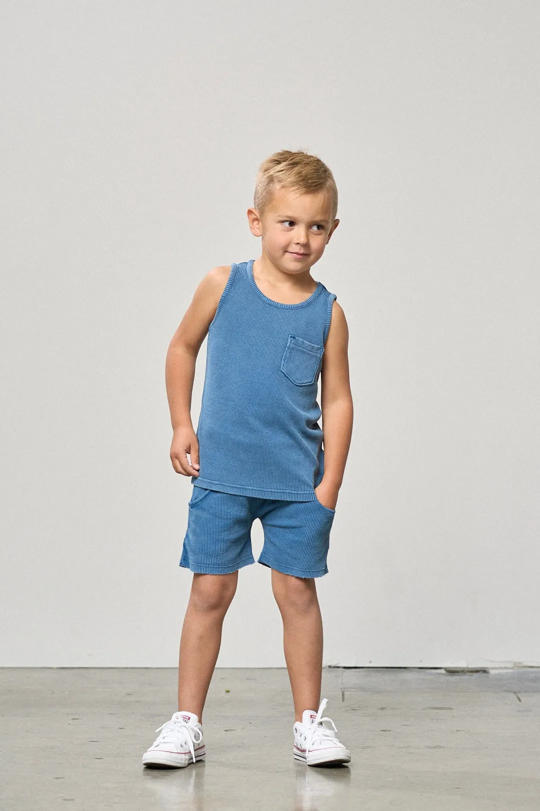 Waffle Harem Short - Blue,Kids