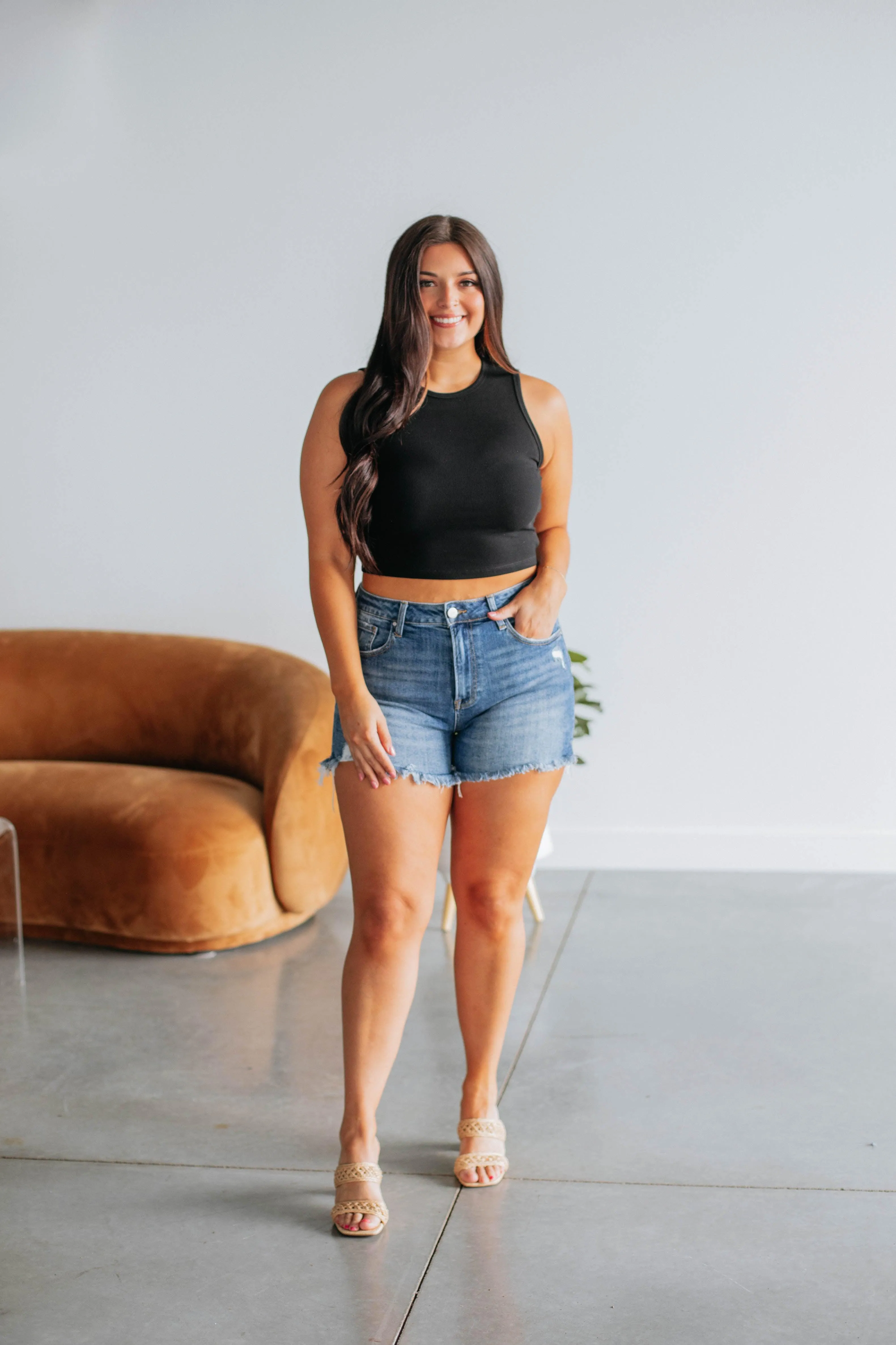 Willa Ribbed Tank - Black,Women Tank