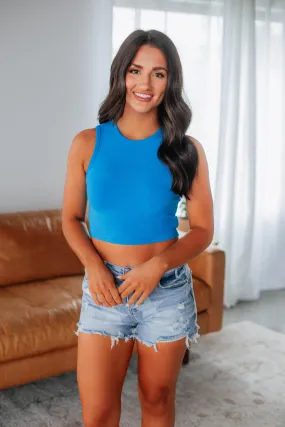 Willa Ribbed Tank - Cerulean,Women Tank