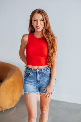 Willa Ribbed Tank - Cherry,Women Tank
