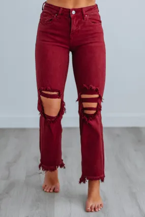Willow Risen Jeans - Wine,Jeans Women