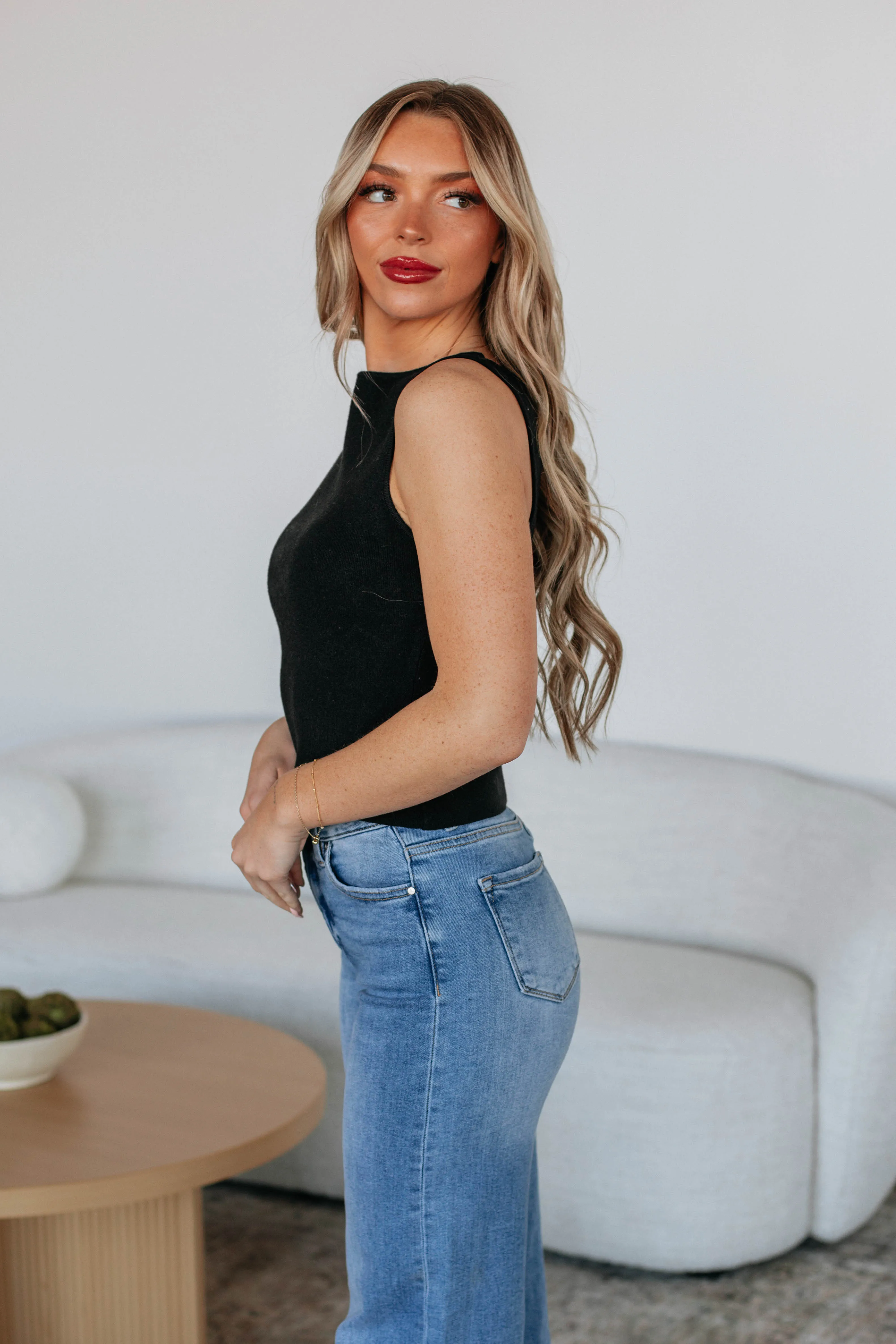 Zari Sweater Tank - Black,Women Sweater