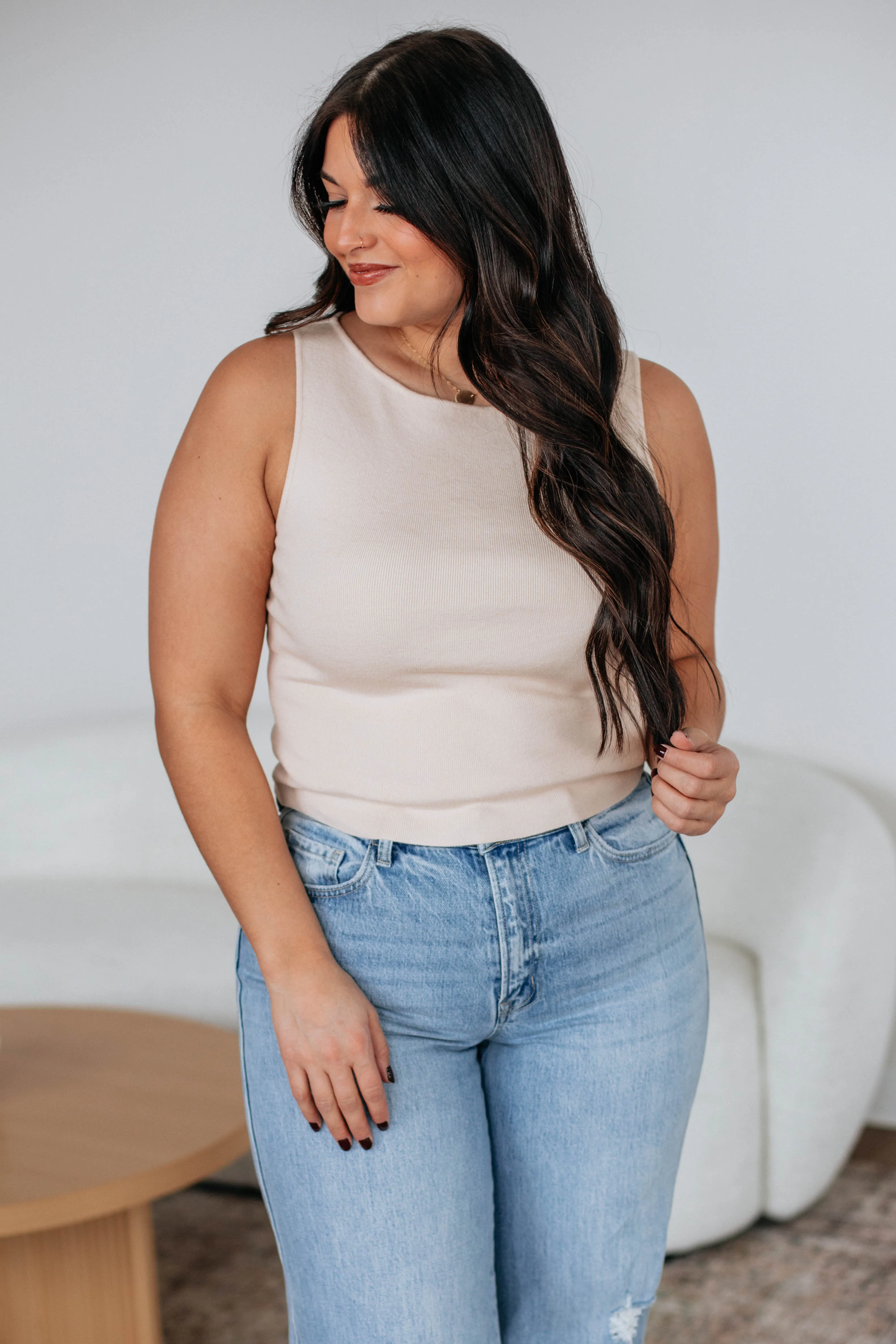 Zari Sweater Tank - Cream,Women Tank