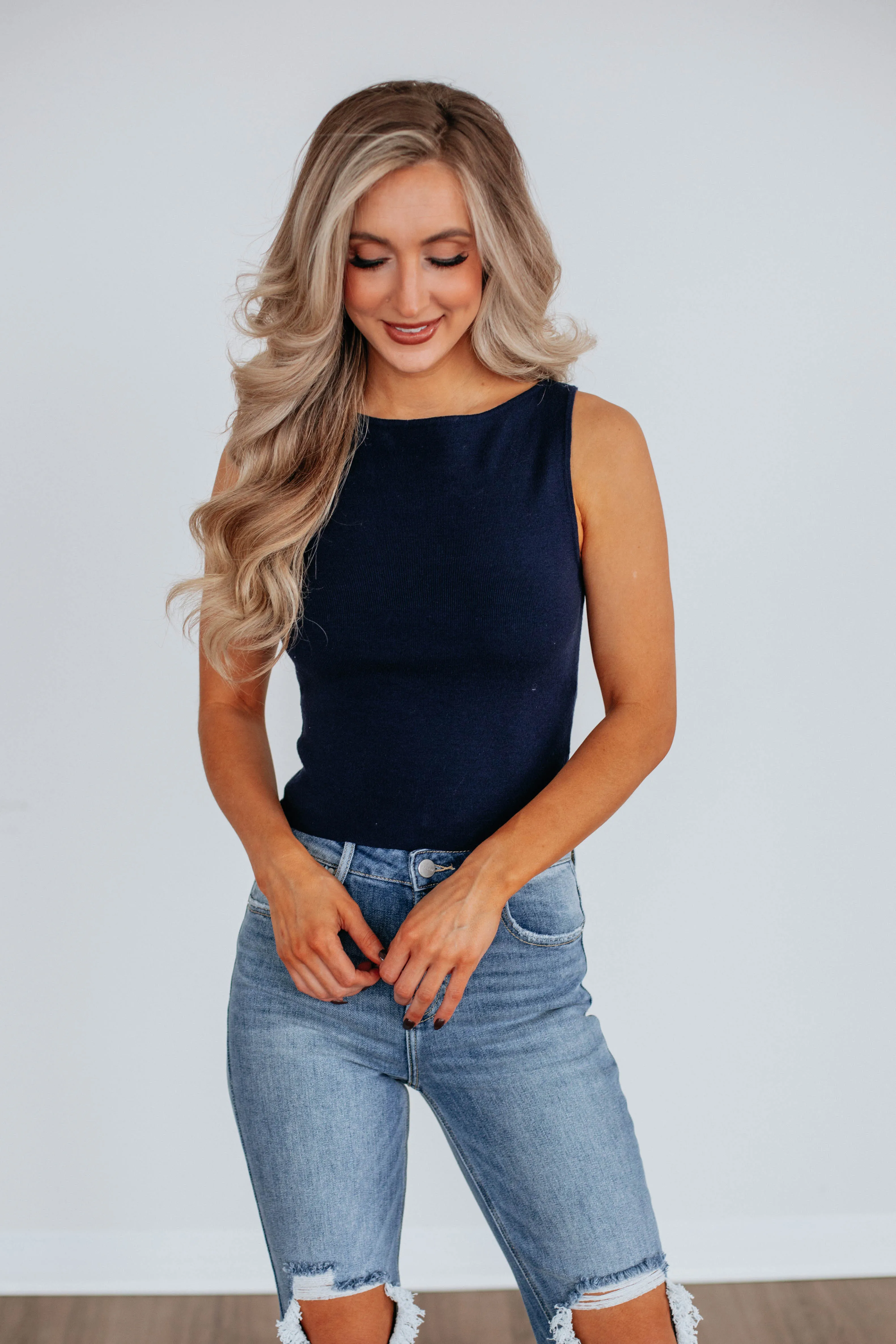 Zari Sweater Tank - Navy,Women Sweater