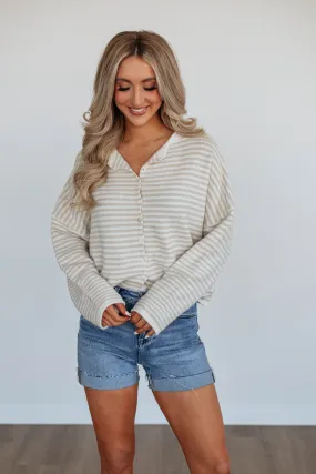 Zoelle Striped Cardigan - Cream Mix,Women Sweater