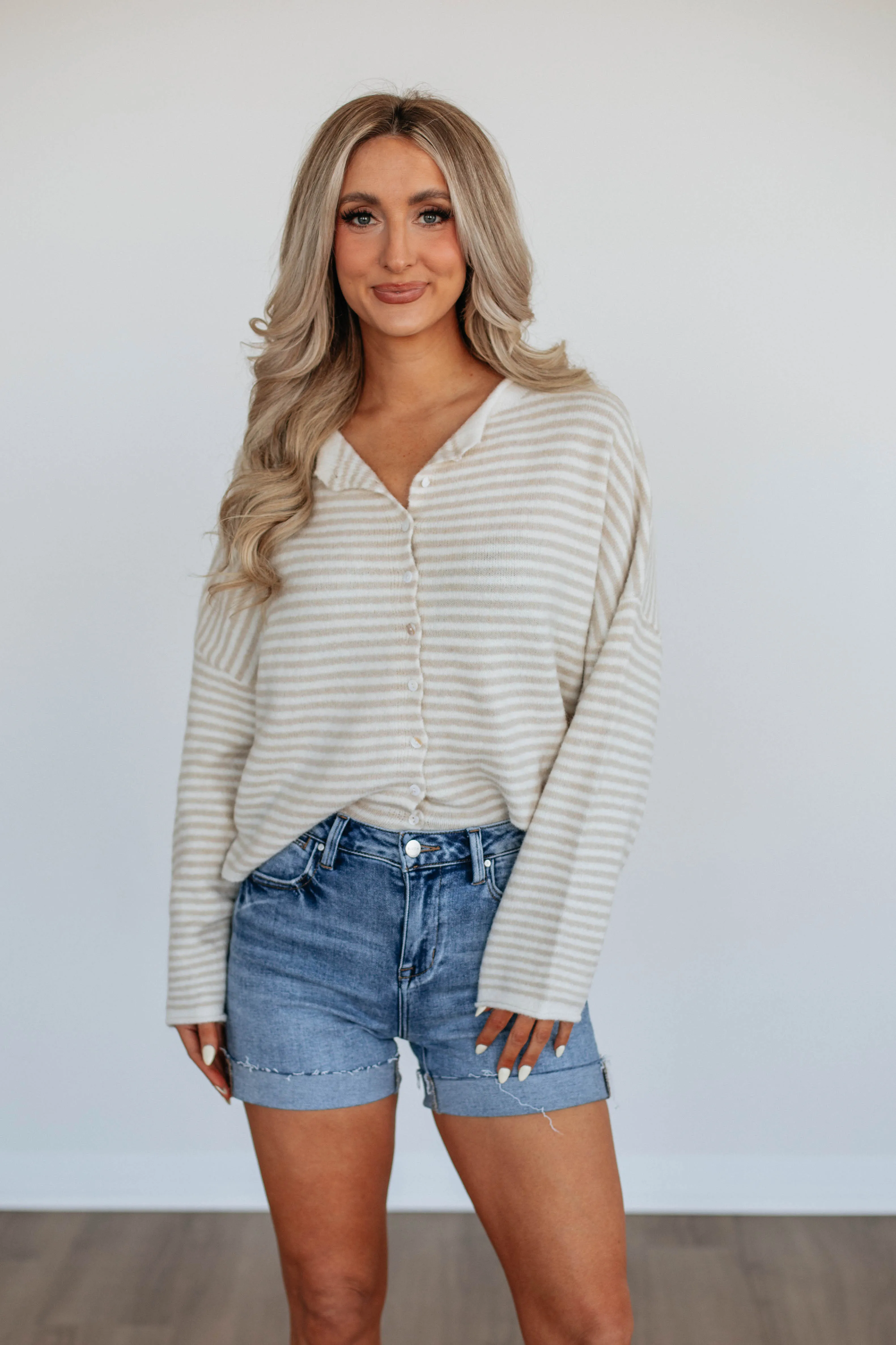 Zoelle Striped Cardigan - Cream Mix,Women Sweater